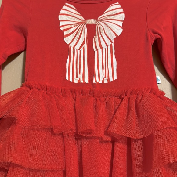 Posh Peanut Red Christmas tulle bodysuit - Picture 3 of 3